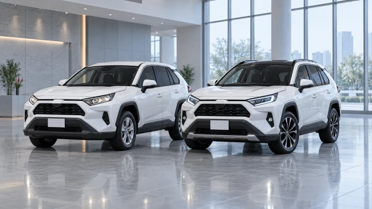 Toyota RAV4 в базовой и максимальной комплектации рядом