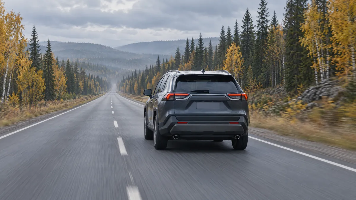 Toyota RAV4 на перегоне из Владивостока по трассе через тайгу
